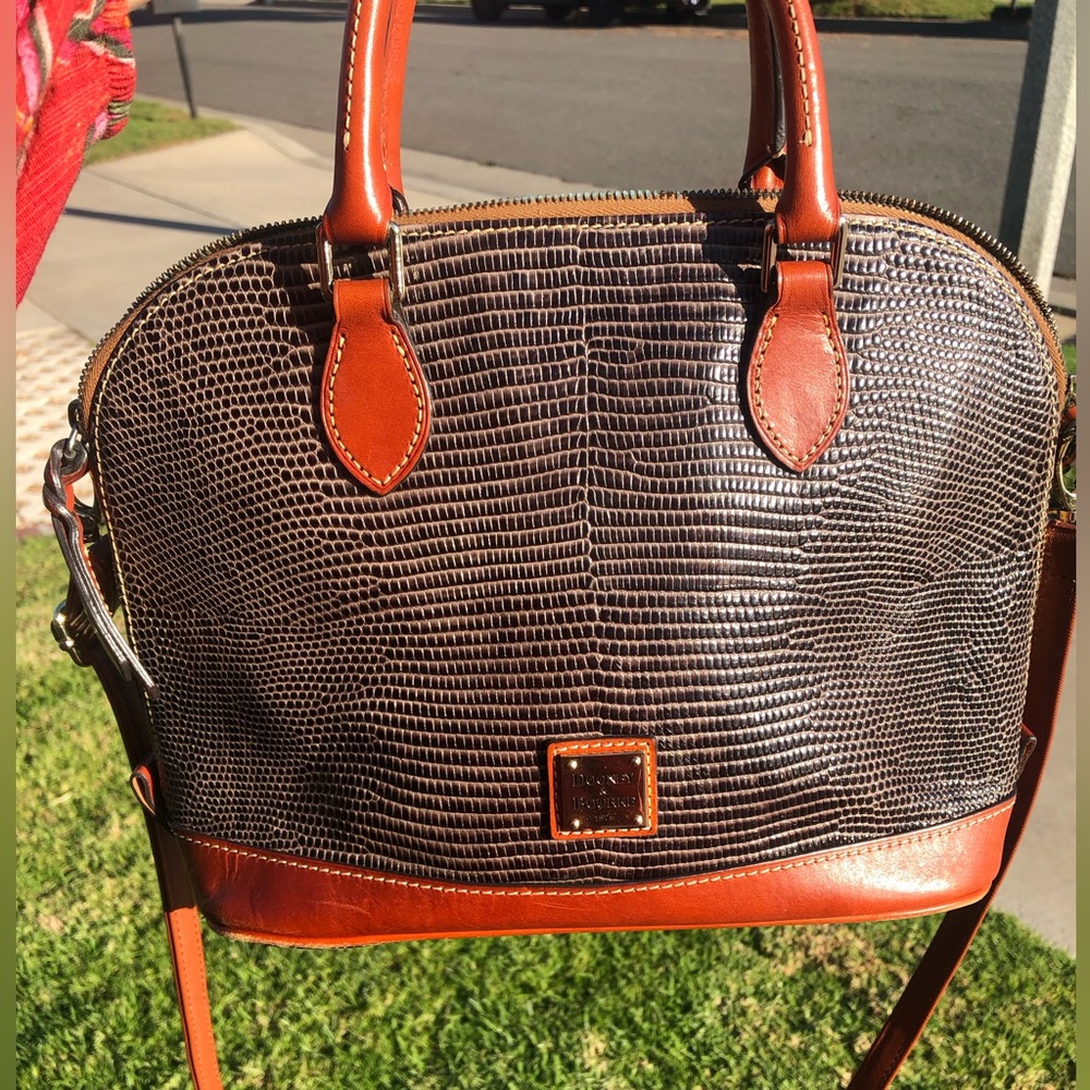 Dooney & Bourke Grey Snake Embossed Handbag